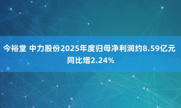 今裕堂 中力股份2025年度归母净利润约8.59亿元 同比增2.24%