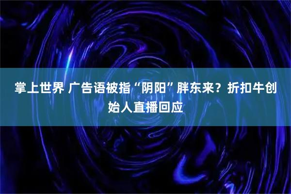 掌上世界 广告语被指“阴阳”胖东来？折扣牛创始人直播回应