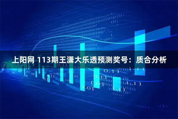 上阳网 113期王潇大乐透预测奖号：质合分析